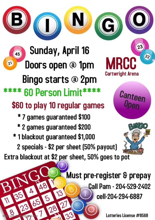 Bingo Saturday April 16, 2023